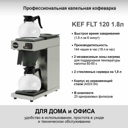 Купить Фильтр-кофемашина KEF FLT 120 Inox 1,8 л. (3,6 л.) (FLT120-2x1.8LInox)
Профессио...