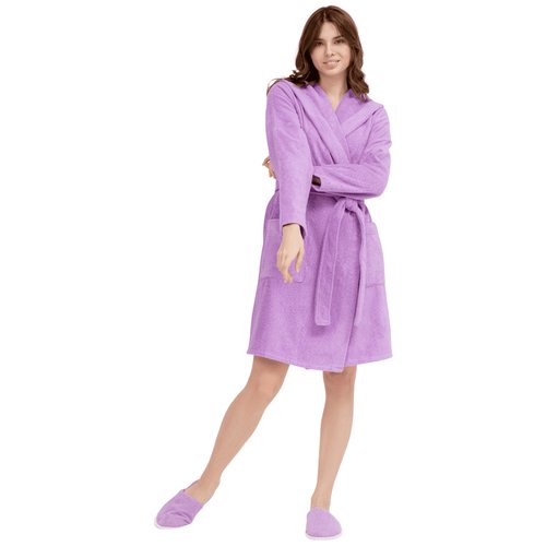 Купить Халат РОСХАЛАТ, размер 42-44, фиолетовый
Укороченный женский махровый халат с ка...