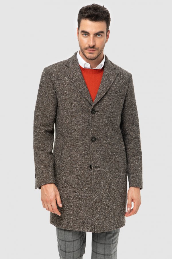 Купить Kanzler Пальто из шерсти демисезонное
Однобортное коричневое пальто из фактурног...