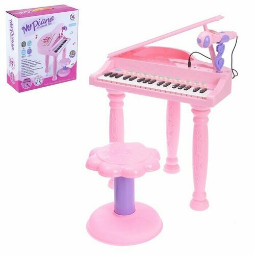 Купить Пианино Розовая мечта с микрофоном и стульчиком, световые и звуковые эффекты
Зан...
