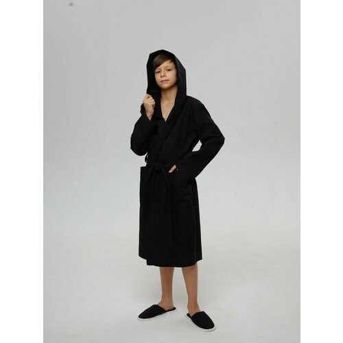 Купить Халат РОСХАЛАТ, размер 158-164, черный
Уютный подростковый вафельный халат с кап...