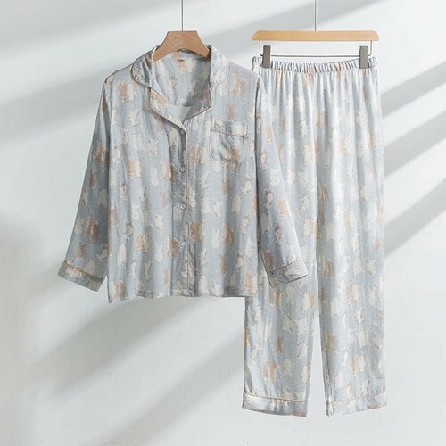 Купить Пижама , размер 48, серый, голубой
Пижама с брюками из натурального хлопка – это...