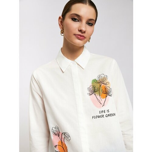 Купить Блуза Concept club, размер S, белый
Женская белая хлопковая рубашка с принтом цв...