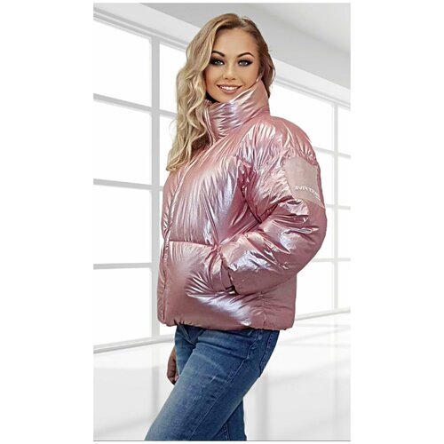 Купить куртка , размер 46, розовый
Розовая блестящая (виниловая) куртка женская коротка...
