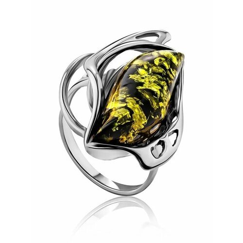 Купить Кольцо, янтарь, безразмерное, зеленый, серебряный
Эффектное кольцо из с зелёным...