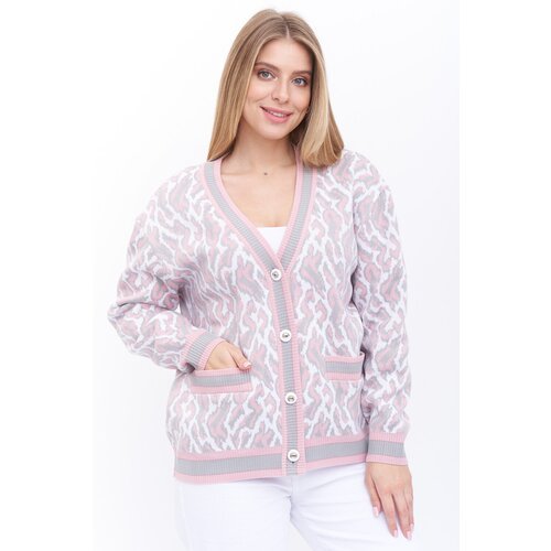Купить Пиджак Текстильная Мануфактура, размер 54, серый, розовый
Вязаный женский жакет...