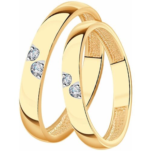 Купить Кольцо обручальное Diamant online, золото, 585 проба, фианит, размер 16.5
<p>В н...
