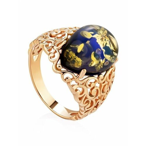 Купить Кольцо, янтарь, безразмерное, синий, золотой
Эффектное кольцо из , украшенное ян...