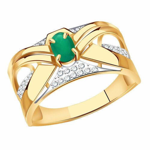 Купить Кольцо Diamant online, золото, 585 проба, фианит, агат, размер 20, бирюзовый
<p>...