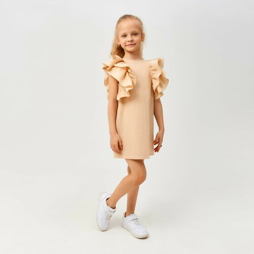 Купить Платье Minaku, размер 134, бежевый
Детское хлопковое платье с милыми рукавами-рю...
