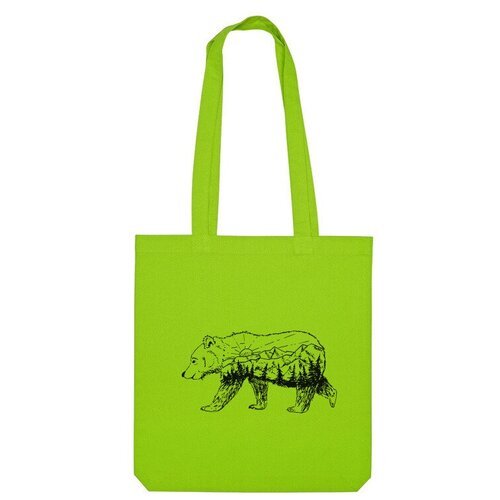 Купить Сумка Us Basic, зеленый
Название принта: Медведь и горы графика. Автор принта: e...