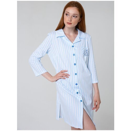 Купить Туника Алтекс, размер 48, белый, голубой
Женское стильное домашнее платье-рубашк...