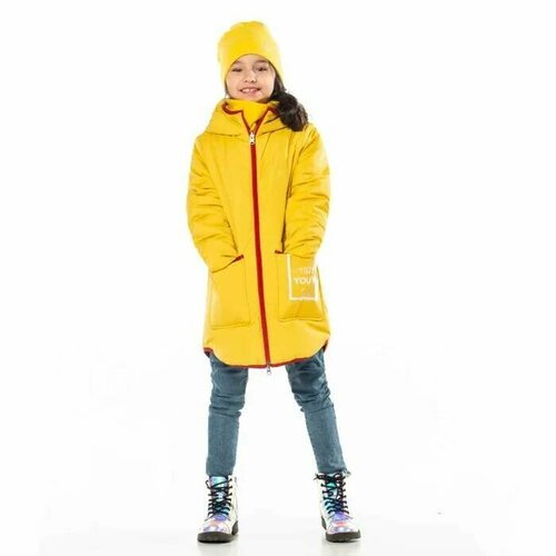 Купить Куртка, размер 116, желтый
Вещь одна - образа два! Двусторонняя модель пальто, л...