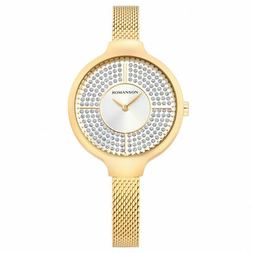 Купить Наручные часы ROMANSON, золотой
Женские кварцевые часы в круглом корпусе на стал...