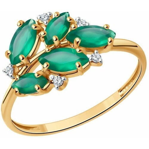 Купить Кольцо Diamant online, золото, 585 проба, агат, фианит, размер 18
Золотое кольцо...