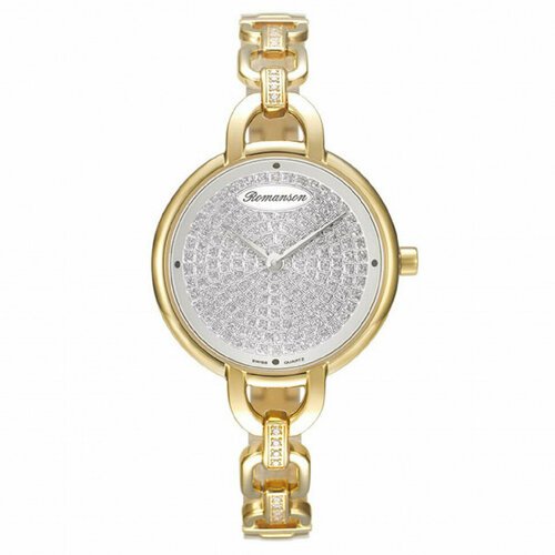 Купить Наручные часы ROMANSON, серебряный
Женские кварцевые часы на изящном золотистом...