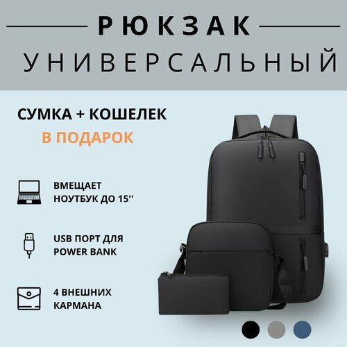 Купить Универсальный рюкзак городского типа, для ноутбука с USB, черный
Универсальный р...
