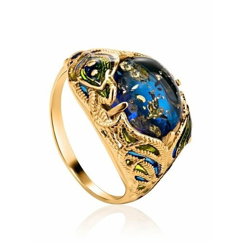 Купить Кольцо, янтарь, безразмерное, синий, черный
Потрясающее кольцо из золоченого с я...