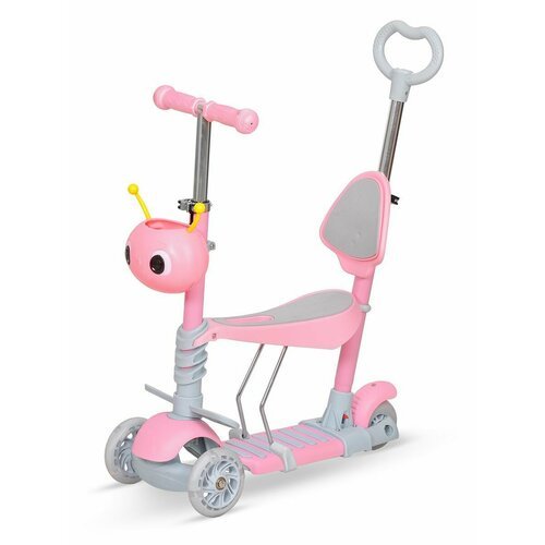 Купить Самокат 3-х колёсный 3 в 1 до 40 кг light pink светящиеся колёса RUSH ACTION
Дет...
