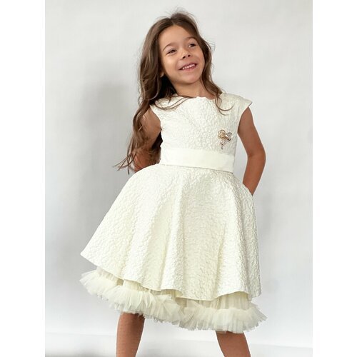 Купить Платье Бушон, размер 128-134, бежевый
Платье для девочки праздничное бушон ST36,...