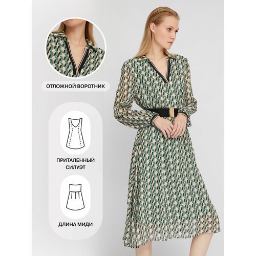 Купить Платье Zolla, размер XXL, светло-зеленый
Шифоновое женское платье с пёстрым граф...