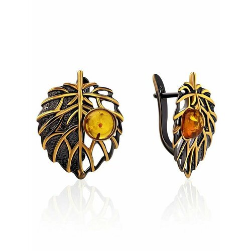 Купить Серьги , янтарь, желтый, золотой
серьги круглой формы «Модерн», украшенные натур...
