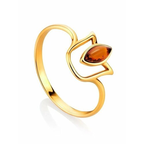 Купить Кольцо, янтарь, безразмерное, золотой, коричневый
Тонкое ажурное кольцо «Тюльпан...