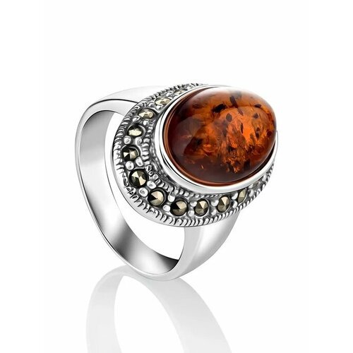 Купить Кольцо, янтарь, безразмерное, коричневый, серебряный
Объёмный эффектный перстень...