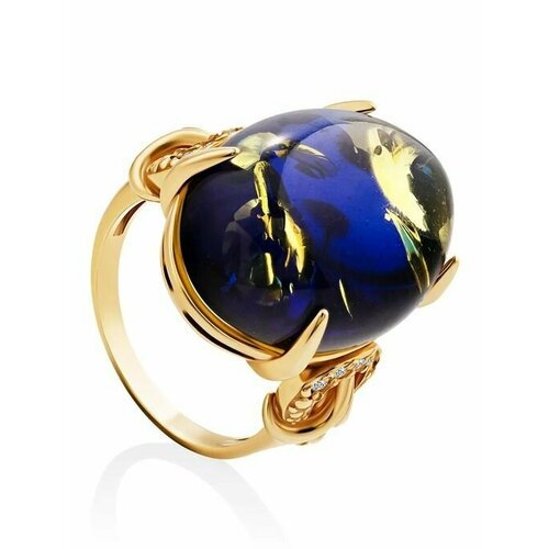 Купить Кольцо, янтарь, безразмерное, синий, золотой
Кольцо из позолоченного серебра с я...