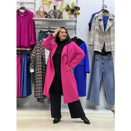 Купить Пальто , размер 52-56, фуксия
Это женское весеннее пальто оверсайз больших разме...