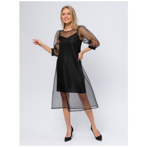 Купить Платье 1001dress, размер 44, черный
Ткань: плательная/органза.<br>Длина рукава:...