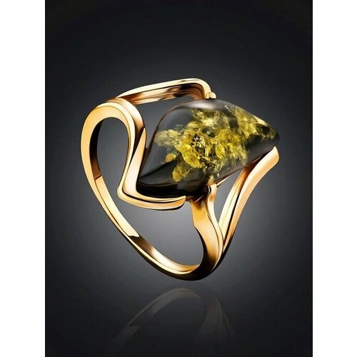 Купить Кольцо, янтарь, безразмерное, зеленый, золотой
кольцо со вставкой из натуральног...