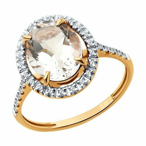Купить Кольцо Diamant online, золото, 585 проба, горный хрусталь, фианит, размер 17.5
<...
