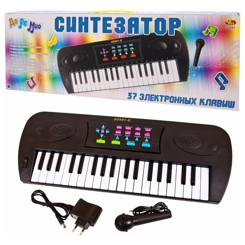 Купить Детский синтезатор JUNFA D-00062 черный 37 клавиш, с микрофоном, эл/мех 53x6x19,...