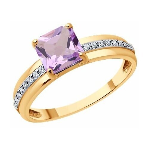 Купить Кольцо Diamant online, золото, 585 проба, аметист, фианит, размер 19.5
<p>В наше...