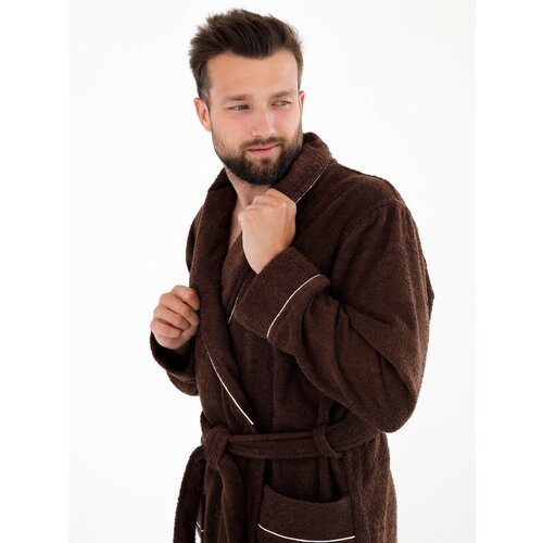 Купить Халат Everliness, размер 54, коричневый
Классический махровый халат мужской с во...