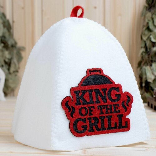 Купить Шапка для бани с аппликацией KING, красная
Банная шапка защитит от теплового уда...