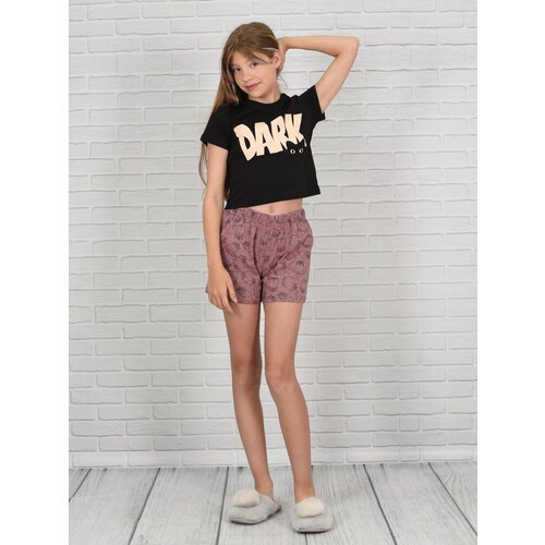 Купить Пижама LIDЭКО, размер 72/140, черный, розовый
Пижама для девочки подростка с шор...