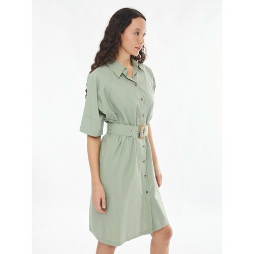 Купить Платье Zolla, размер XL/XXL, хаки
Зелёное женское платье-рубашка в сафари-стиле...