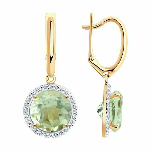 Купить Серьги Diamant online, золото, 585 проба, фианит, аметист, зеленый
<p>В нашем ин...