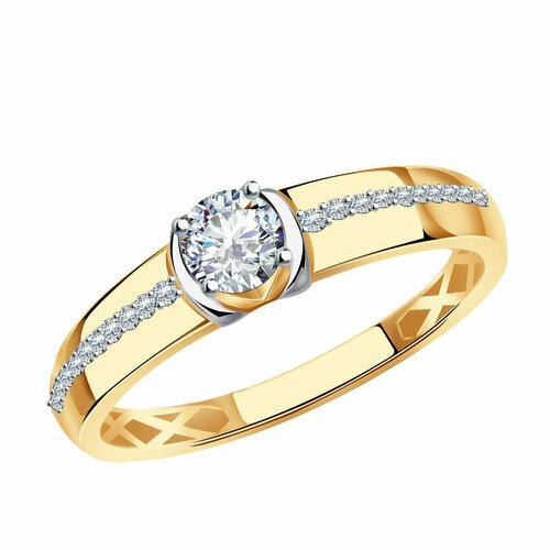 Купить Кольцо помолвочное Diamant online, золото, 585 проба, фианит, размер 17, бесцвет...