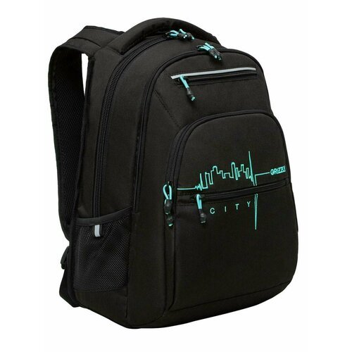 Купить Школьный рюкзак с эргономичной спинкой GRIZZLY RU-431-2/3 черный - бирюзовый, 2...