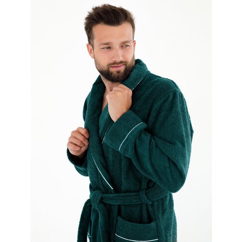 Купить Халат Everliness, размер 62, зеленый
Классический махровый халат мужской с ворот...