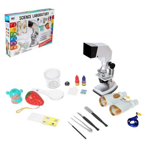 Купить Микроскоп детский КНР "Научная лаборатория", с аксессуарами (7011)
С набором для...