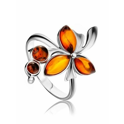 Купить Кольцо, янтарь, безразмерное, мультиколор
Нежное кольцо «Орхидея» с натуральным...