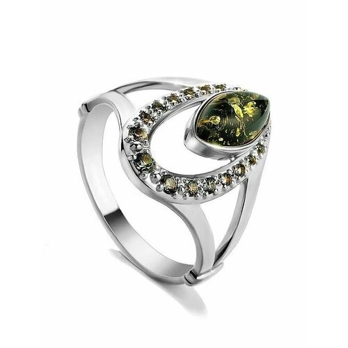 Купить Кольцо, янтарь, безразмерное, зеленый, серебряный
Изящное кольцо из с цельным ян...