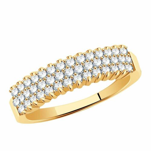 Купить Кольцо Diamant online, красное золото, 585 проба, фианит, размер 19, бесцветный...