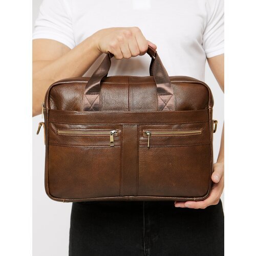 Купить Сумка Ajeeb, фактура зернистая, коричневый
Мужская сумка-портфель из натуральной...