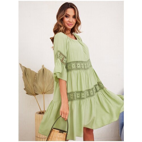 Купить Сарафан NOAL, размер 48-52, зеленый
лопковое платье с кружевной отделкой - отлич...