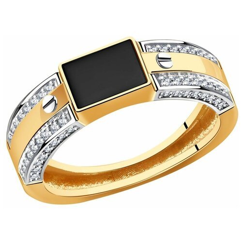 Купить Кольцо Diamant online, золото, 585 проба, оникс, фианит, размер 19
Ширина верхне...